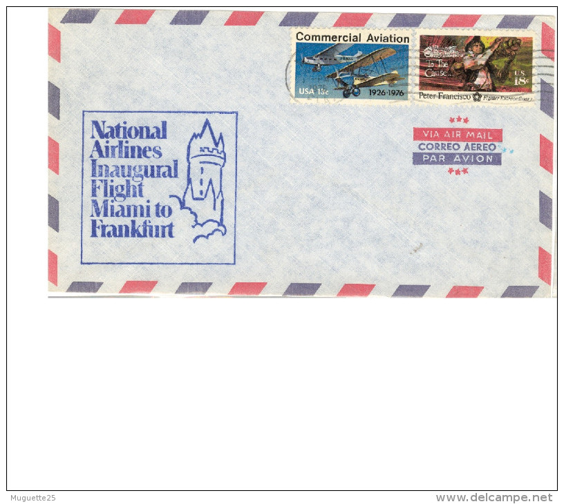 National  Airlines Inaugural Flight Miami To Frankfurt     Année 1978 - Storia Postale