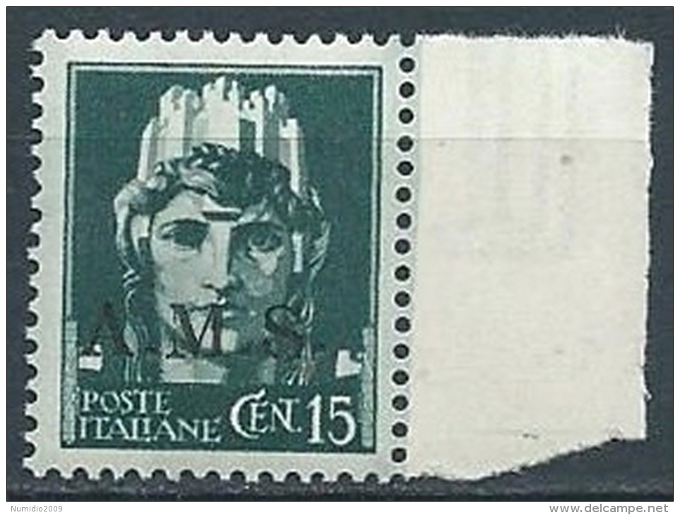 1944 CLN A.M.S. EFFIGIE 15 CENT MNH ** - VA38-7 - Comité De Libération Nationale (CLN)
