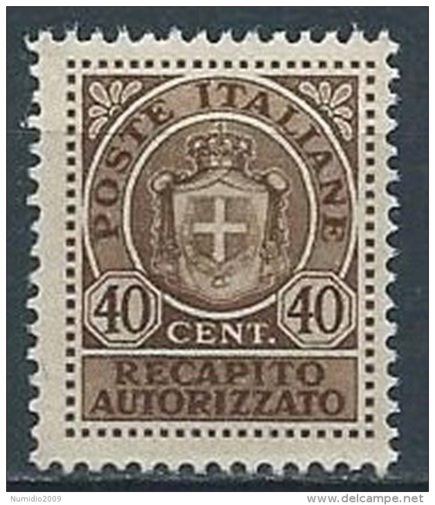 1945 LUOGOTENENZA RECAPITO AUTORIZZATO 40 CENT MNH ** - VA38-7 - Autorisierter Privatdienst