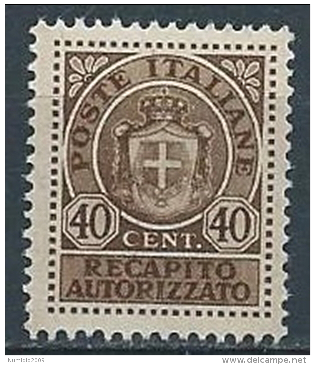 1945 LUOGOTENENZA RECAPITO AUTORIZZATO 40 CENT MNH ** - VA38-8 - Autorisierter Privatdienst