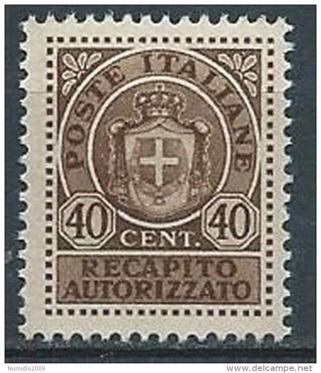 1945 LUOGOTENENZA RECAPITO AUTORIZZATO 40 CENT MNH ** - VA38-9 - Authorized Private Service