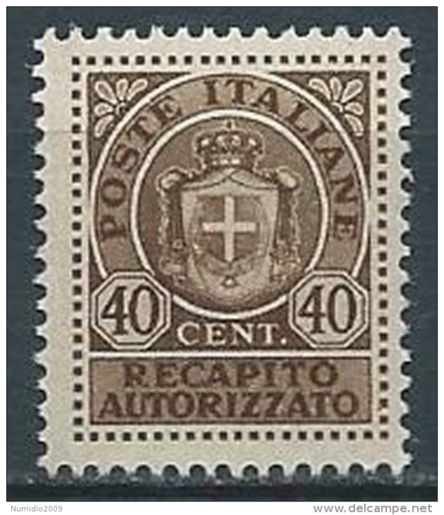 1945 LUOGOTENENZA RECAPITO AUTORIZZATO 40 CENT MNH ** - VA41-2 - Autorisierter Privatdienst