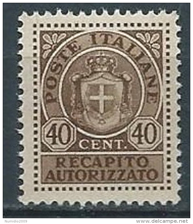 1945 LUOGOTENENZA RECAPITO AUTORIZZATO 40 CENT MNH ** - VA41-3 - Geautoriseerde Privédienst