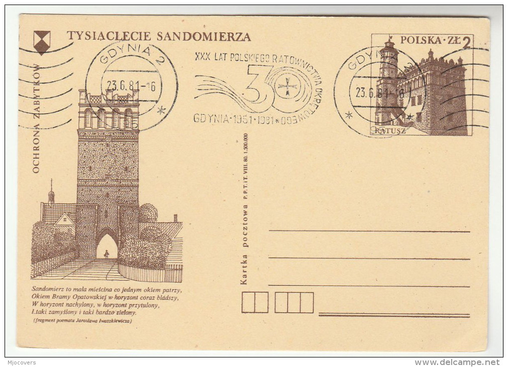 1981 POLAND Illus MONUMENTS  POSTAL STATIONERY CARD EVENT Pmk GDYNIA Cover Stamps - Stamped Stationery