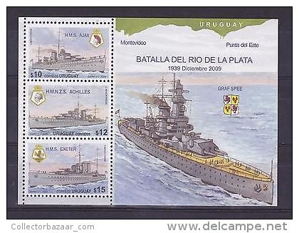 WWII BATTLE OF RIVER PLATE GRAFF SPEE SHIP WARSHIP BOAT URUGUAY Sc#2284 MNH - Uruguay