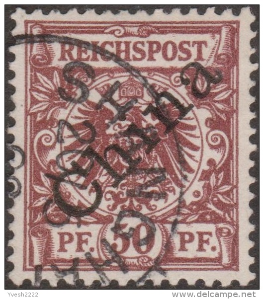 Chine Allemande 1898 Michel 6 I, Oblitéré Shanghai. Cote 22 €. Aigle, Surchargé (45°) - China (oficinas)