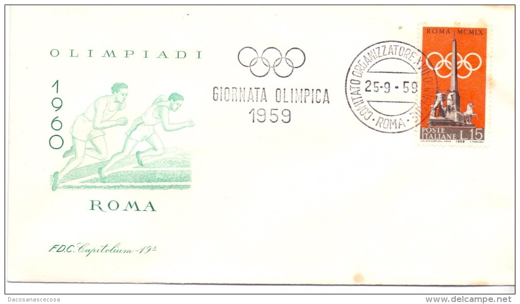 FDC CAPITOLIUM ROMA ´60 - OLIMPIADI - COMITATO ORGANIZZATORE - GIORNATA OLIMPICA 1959 - IMMAGINE VERDE - Summer 1960: Rome