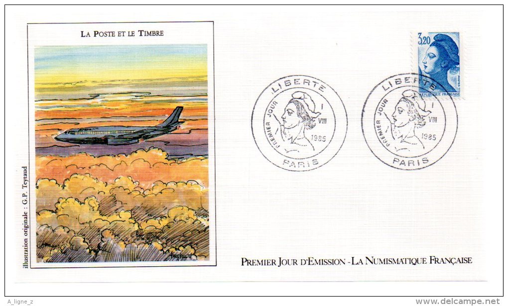 REF X4 First Day Cover FDC Premier Jour La Poste Et Le Timbre Liberté Avion - 1980-1989