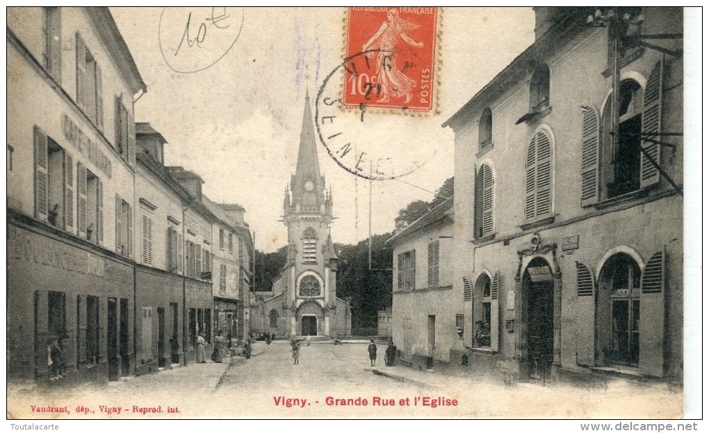 CPA 95  VIGNY GRANDE RUE ET L EGLISE - Vigny