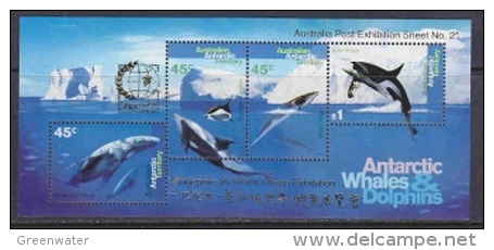 AAT 1995 Whales & Dolphins M/s Overprinted "Singapore" ** Mnh (23591A) - Ungebraucht