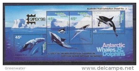 AAT 1996 Whales & Dolphins M/s Overprinted "Capex" ** Mnh (23592A) - Nuevos