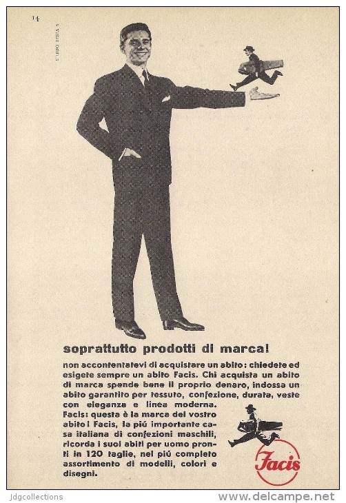 # ABITI FACIS 1950s Advert Pubblicità Publicitè Reklame Suits Vetements Vestidos Anzugen Clothing - 1940-1970 ...