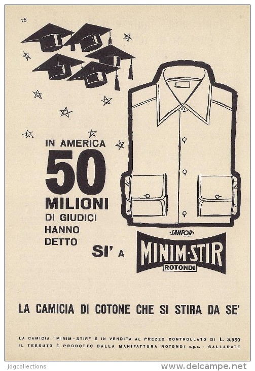 # CAMICIE MINIMSTIR ROTONDI GALLARATE 1950s Advert Pubblicità Publicitè Reklame Shirts Chemises Camisetas Hemden - 1940-1970 ...