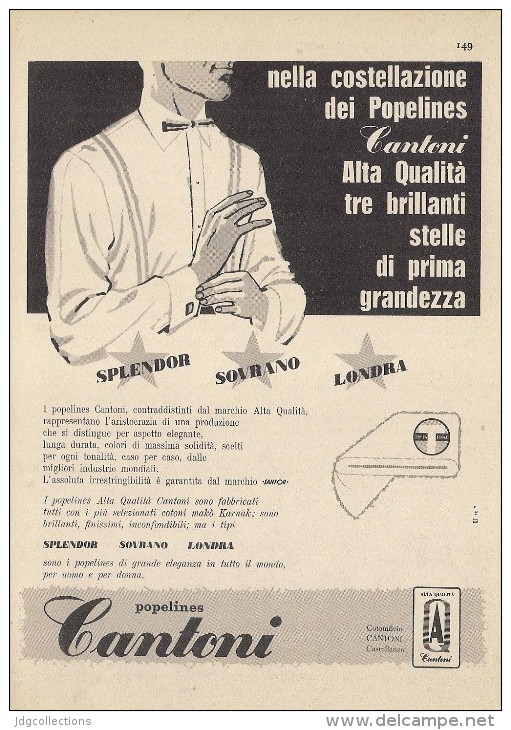 # CAMICIE CANTONI 1950s Advert Pubblicità Publicitè Reklame Shirts Chemises Camisetas Hemden - 1940-1970 ...