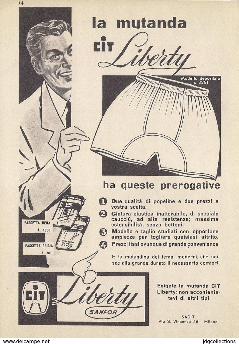 # CAMICIE CIT SpA SACIT MILANO 1950s Advert Pubblicità Publicitè Reklame Shirts Chemises Camisetas Hemden Mutande - 1940-1970 ...