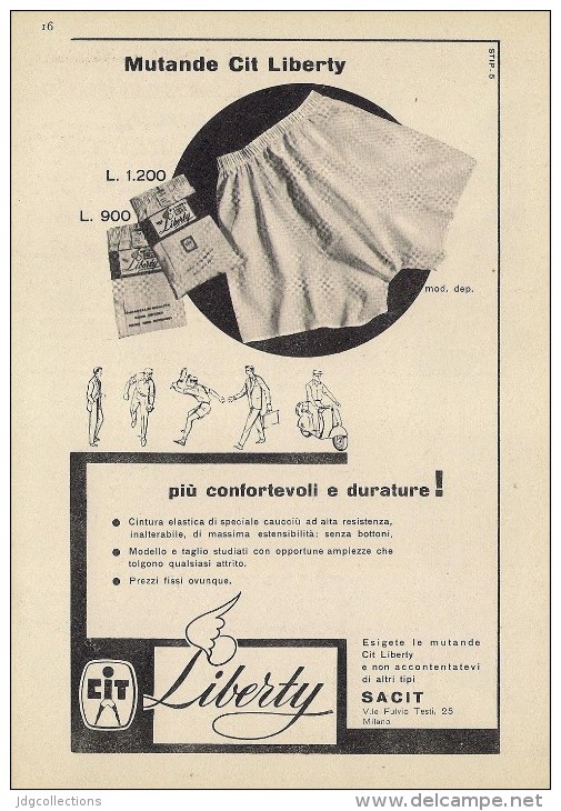 # MUTANDE CIT LIBERTY 1950s Advert Pubblicità Publicitè Reklame Underclothes Lingerie Ropa Intima Unterkleidung - 1940-1970 ...