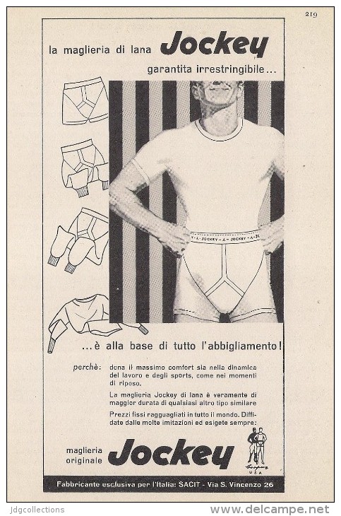 # MAGLIERIA CIT JOCKEY 1950s Advert Pubblicità Publicitè Reklame Underclothes Lingerie Ropa Intima Unterkleidung - 1940-1970 ...