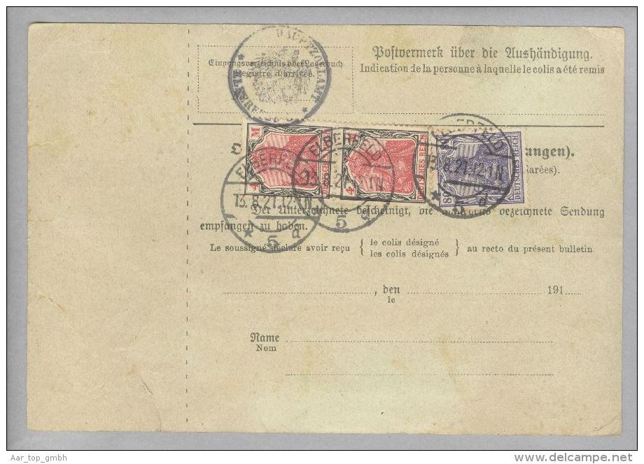 DR 1921-08-13 Elberfeld Wertpaket Nach Luzern Mit Transitschein - Lettres & Documents
