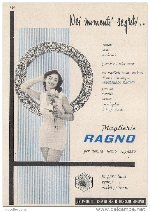 # MAGLIERIA RAGNO 1950s Advert Pubblicità Publicitè Reklame Underclothes Lingerie Ropa Intima Unterkleidung - Biancheria Intima