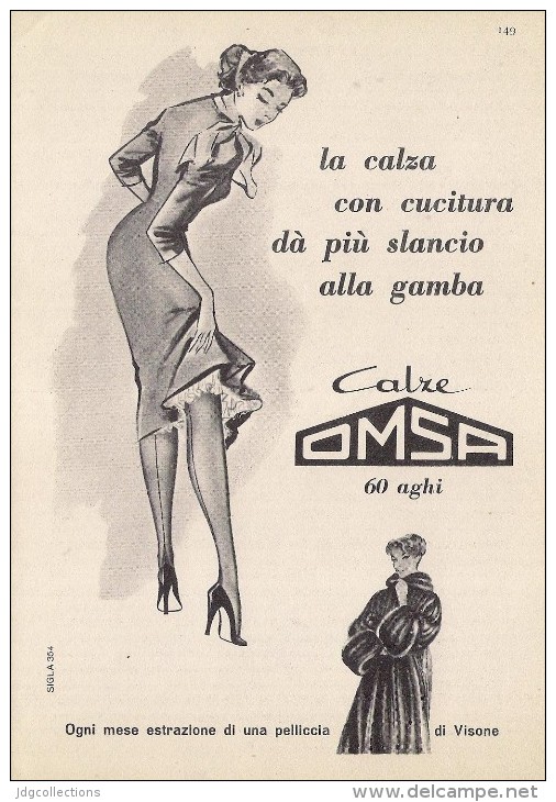 # CALZE OMSA 1950s Advert Pubblicità Publicitè Reklame Stockings Bas Medias Strumpfe - Panties