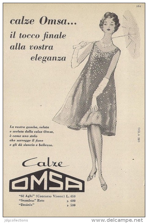 # CALZE OMSA 1950s Advert Pubblicità Publicitè Reklame Stockings Bas Medias Strumpfe - Kousen