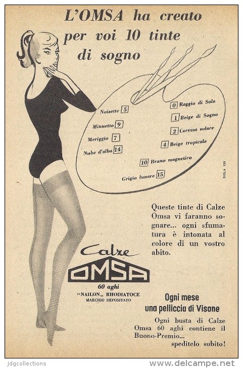 # CALZE OMSA 1950s Advert Pubblicità Publicitè Reklame Stockings Bas Medias Strumpfe - Kousen