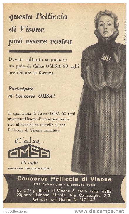 # CALZE OMSA 1950s Advert Pubblicità Publicitè Reklame Stockings Bas Medias Strumpfe - Strümpfe