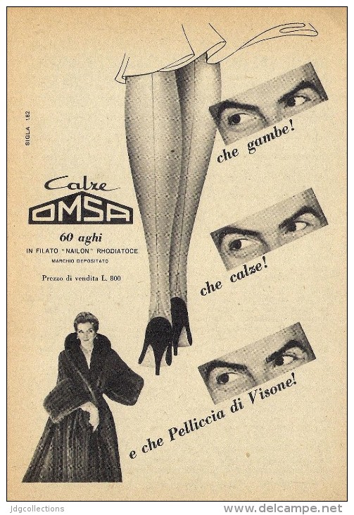 # CALZE OMSA 1950s Advert Pubblicità Publicitè Reklame Stockings Bas Medias Strumpfe - Kousen