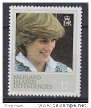 Falkland Islands Dependencies 1982 Princess Diana 17P Perf 13,5 ** Mnh (23613) - Südgeorgien