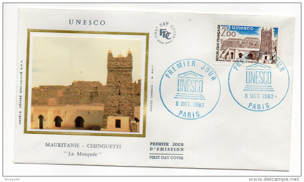 1983--enveloppe 1er Jour-FDC"Soie"--UNESCO--Mauritanie-CHINGUETTI "La Mosquée"--cachet  PARIS--75 - 1980-1989