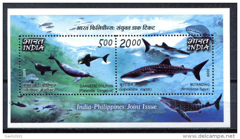 India 2009 / Whales Dolphins Joint Issue Philippines MNH Ballenas Delfines Wale Delfine / C9314  2 - Whales