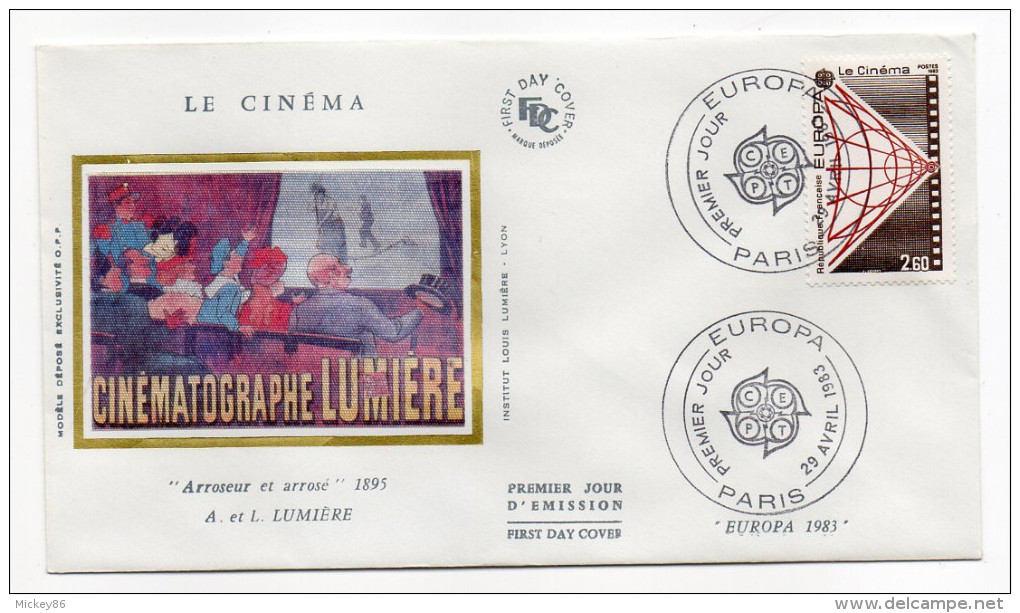 1983--enveloppe 1er Jour-FDC"Soie"--EUROPA-Photographie-Cinématographe "Lumière"--cachet  PARIS--75 - 1980-1989