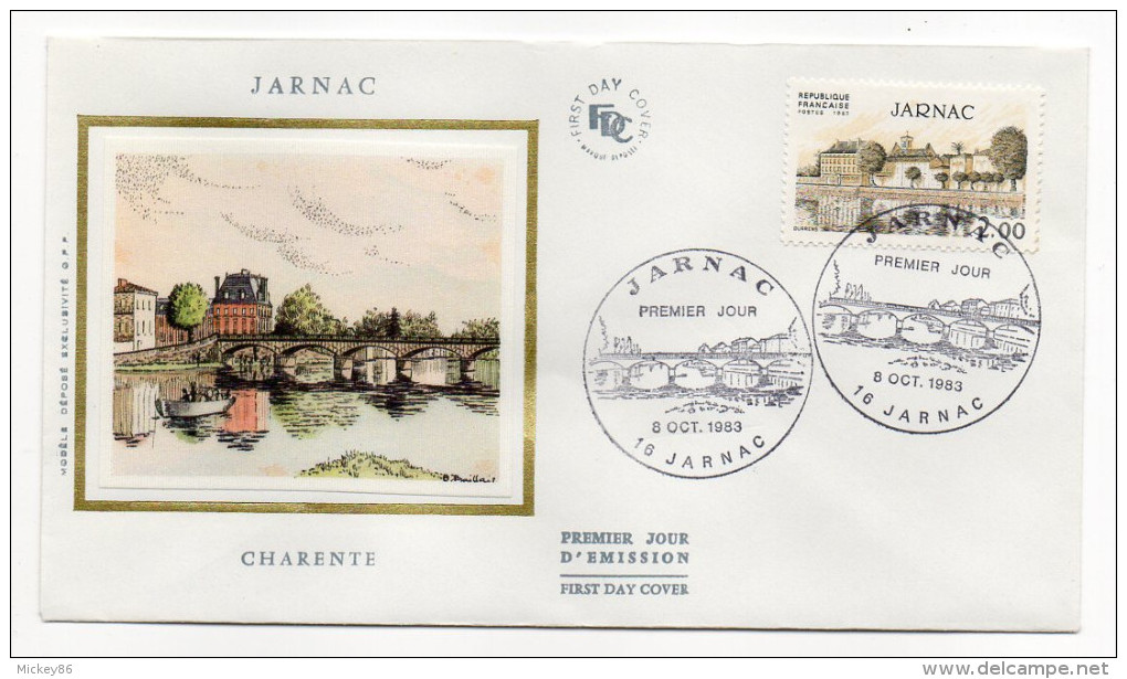 1983--enveloppe 1er Jour-FDC"Soie"--JARNAC-16-Pont Sur La Charente - Cachet   JARNAC--16 - 1980-1989