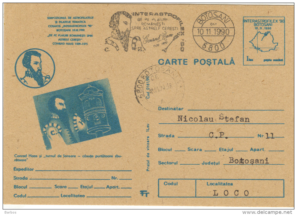 Romania , 1990 , Space , Interastrofilex , Special Cancell. - Autres & Non Classés