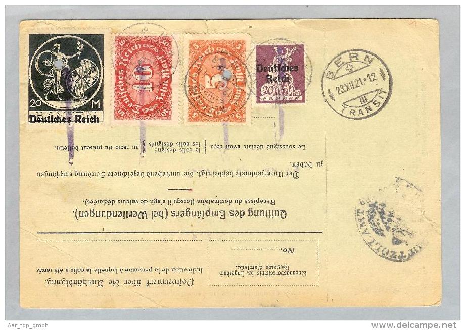 DR 1921-12-13 Paketkarte > Bern Mit 2x Mi#138 II + - Lettres & Documents