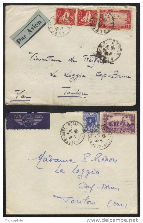 ALGERIE - ALGER / 1939 - 2 LETTRES PAR AVION POUR TOULON (ref 6972) - Briefe U. Dokumente