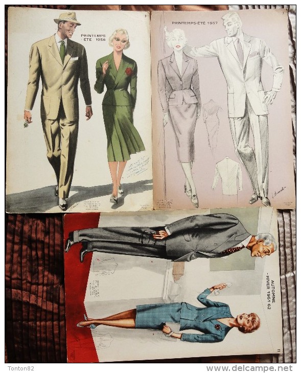 L' HOMME  - 15 Gravures De Mode ( Masculin / Féminin)  - Printemps / Été - Automne / Hiver   1950 à 1962 . - Collections