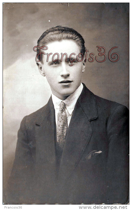 Beau Jeune Homme élégant - CARTE PHOTO Cachet Du Photographe à VERNON (Eure) - Pretty French Man - Hommes