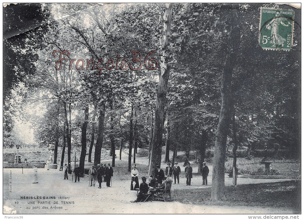 Carte D'Art - Néris Les Bains - Une Partie De Tennis -  Scanné Recto &amp; Verso - Neris Les Bains