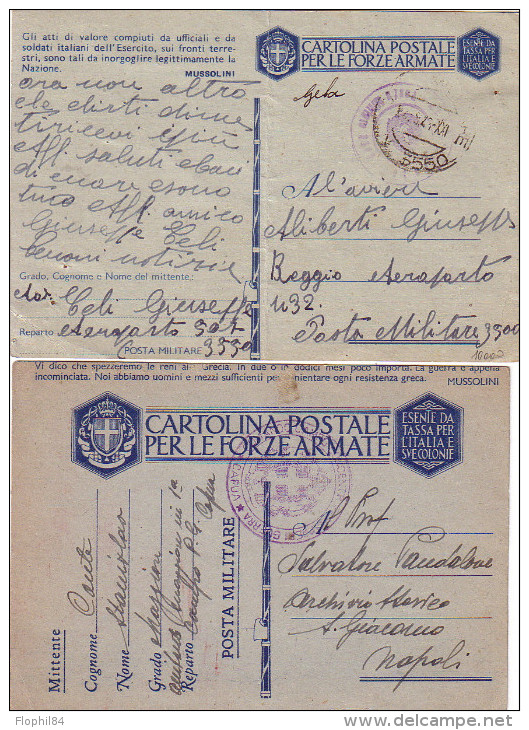 ITALIE - 2 CARTES POSTALES MILITAIRES - POSTA MILITARE 3500 - ET CAMPO P.G. CAPUA  - 1941. - Other & Unclassified