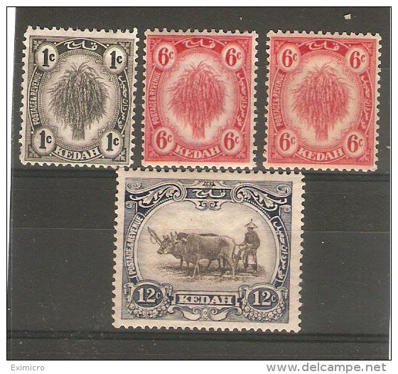 MALAYA KEDAH 1922 - 40 VALUES TO 12c  SG 52, 56, 56a, 58 MOUNTED MINT Cat £25+ - Kedah