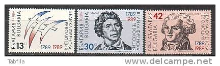 BULGARIA \ BULGARIE - 1989 - 200an De La Revolution Francaise - 3v** - Rivoluzione Francese