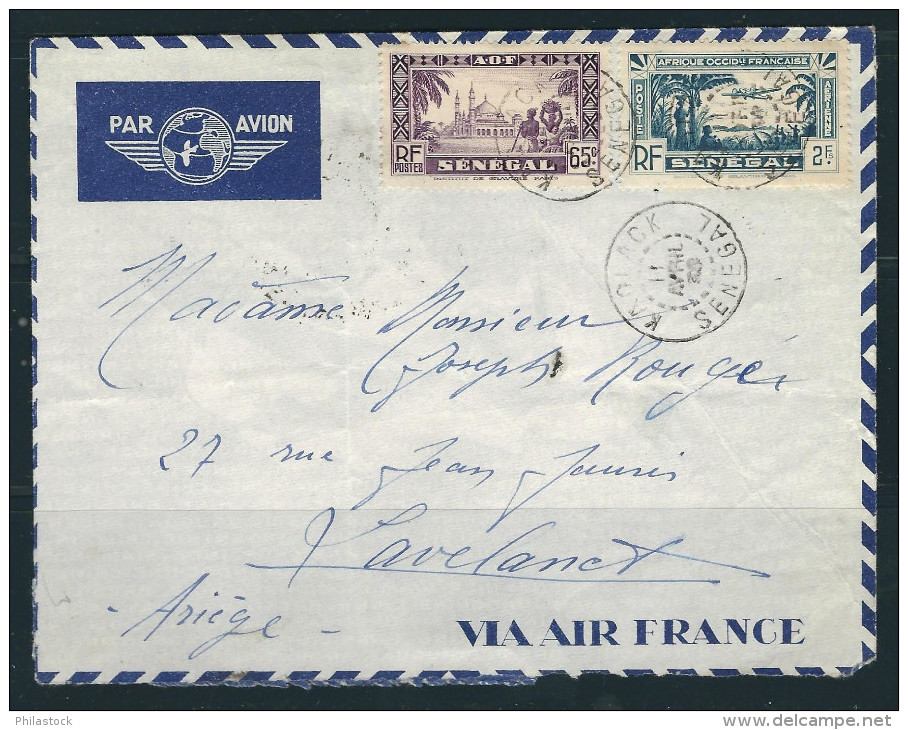 SENEGAL 1940 N° Usages Courants Obl. S/Lettre Entiére Pour La France - Storia Postale