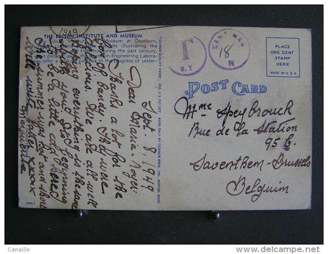 O N° 129  / Etats-Unis /  MI - Michigan - Dearborn    The Edison Institute And Museum   / Circulé En 1949 - Dearborn