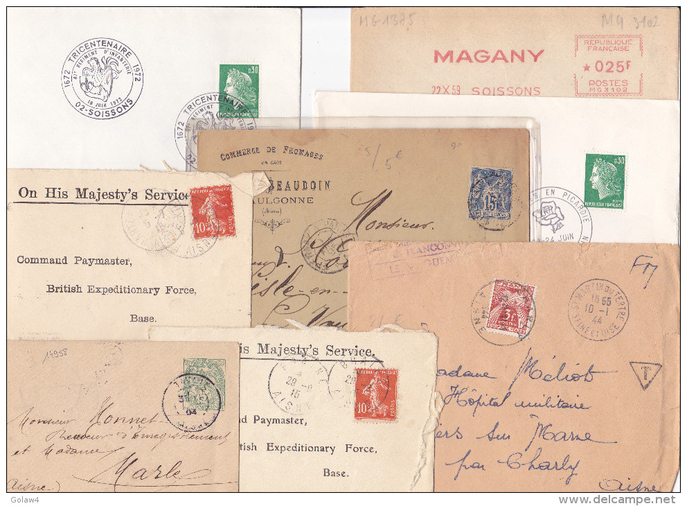 14958# AISNE LOT 15 LETTRES TAVAUX BRAINE HARTENNES ET TAUX CHARLY JAULGONNE ST QUENTIN SOISSONS ETREILLERS - 1921-1960: Modern Period