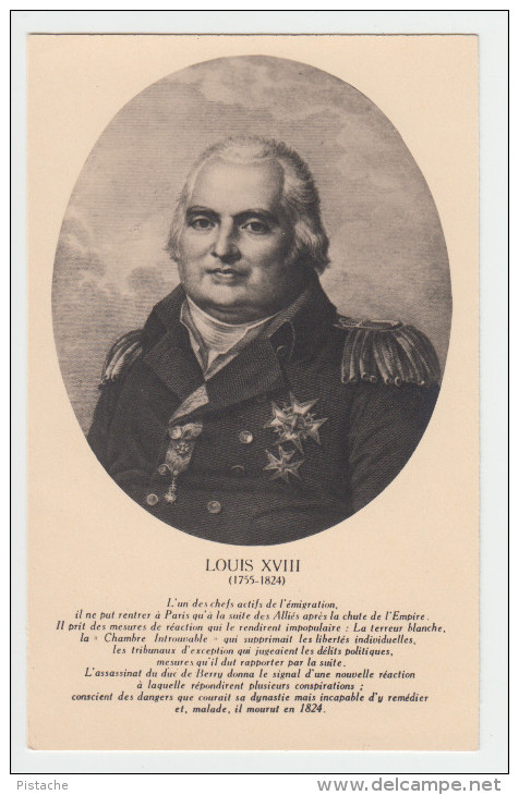 CPA - Portrait Historique De Louis XVIII Roi De France - Éditions Rueil-Malmaison - Neuve - 2 Scans - Historische Figuren