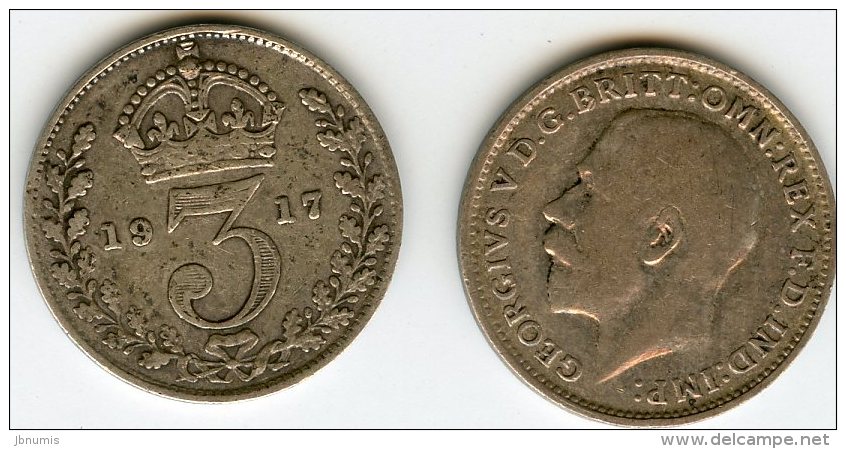 Grande-Bretagne Great Britain 3 Pence 1917 KM 813 - F. 3 Pence