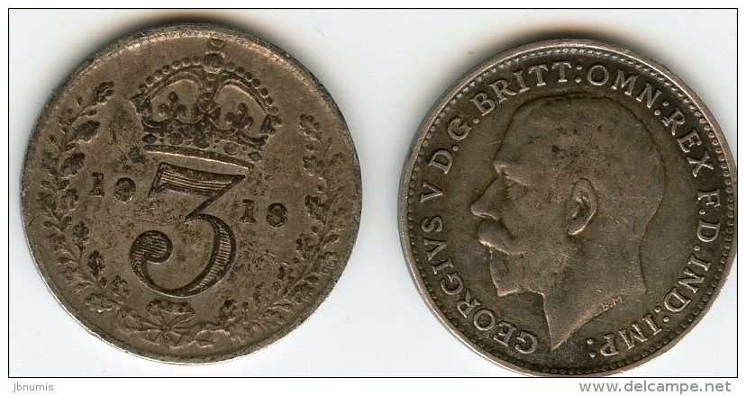 Grande-Bretagne Great Britain 3 Pence 1918 KM 813 - F. 3 Pence