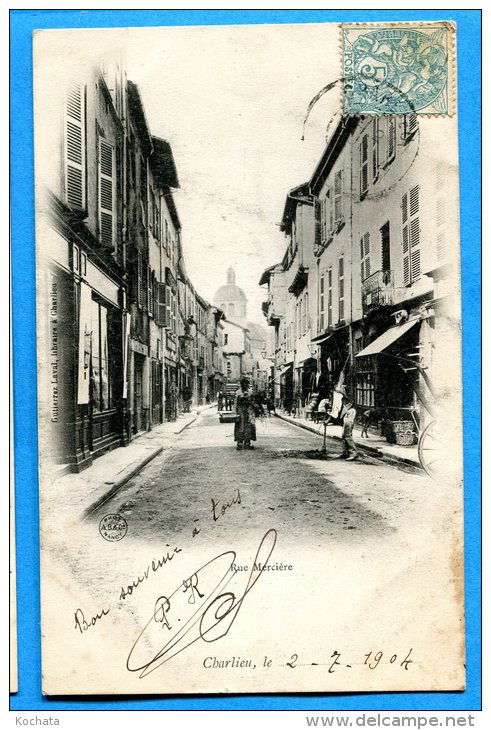 LIPP565, Charlieu , Rue Mercière, Animée, Précurseur,  Circulée 1904 - Charlieu