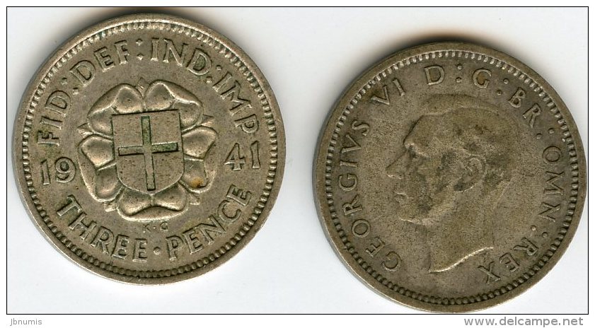 Grande-Bretagne Great Britain 3 Pence 1941 KM 848 - F. 3 Pence